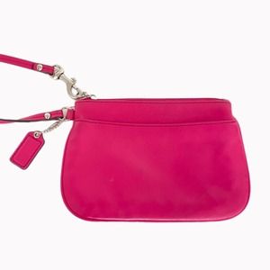 Coach Fuchsia Wristlet with Silver Accents